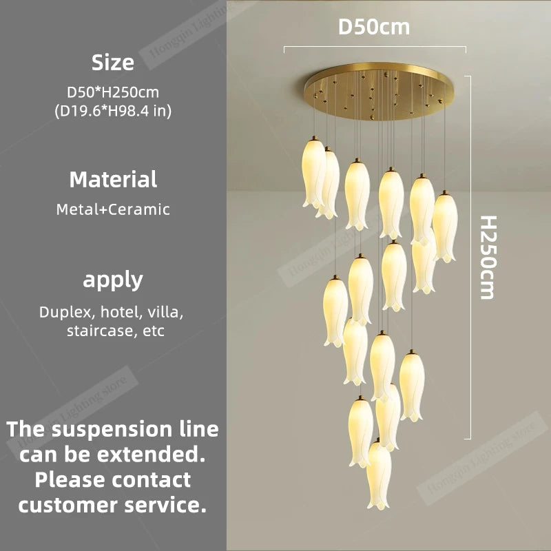 Amélie Suspension Minimaliste Céramique pour Escalier