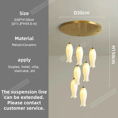 Amélie Suspension Minimaliste Céramique pour Escalier