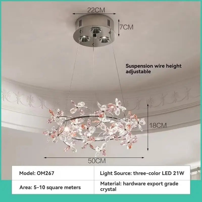Camille Suspension Guirlande en Cristal Français Lampe de Chambre de Princesse