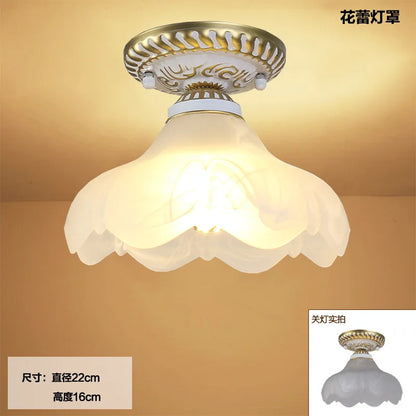 Plafonnier en verre rétro Camille ivoire E27 Lampe de couloir