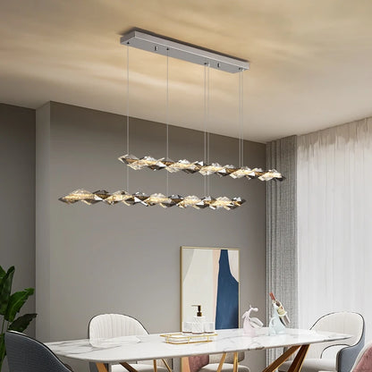 Élodie 2025 Plafonnier Moderne Anneau Cristal LED Dimmable Lustre Décoration Luminaire Argent