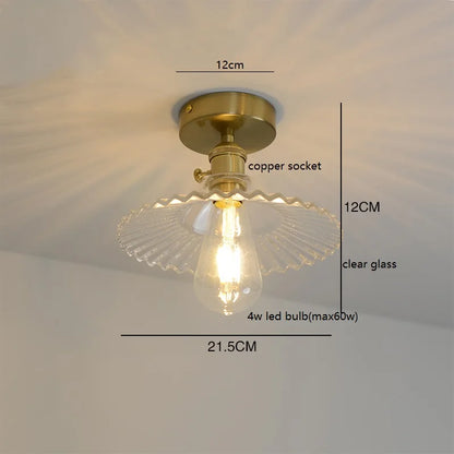 Éloise Amber Glass Copper Ceiling Light