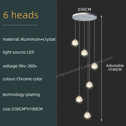 Lustre d'escalier en spirale en cristal Séraphine pour intérieurs de lofts de luxe