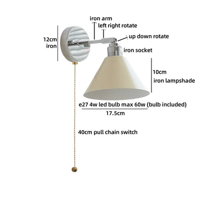 Clara Vintage Industrial Iron LED Wall Lamp Pull Chain