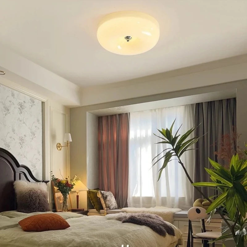 Plafonnier encastré Camille en verre beige pour couloir et chambre