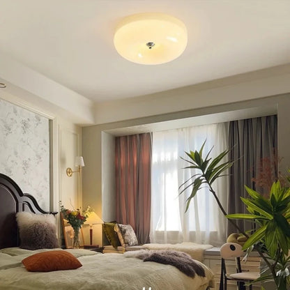 Plafonnier encastré Camille en verre beige pour couloir et chambre