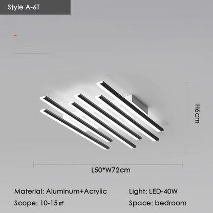 Élodie Minimalist Black Line LED Ceiling Chandelier Adjustable