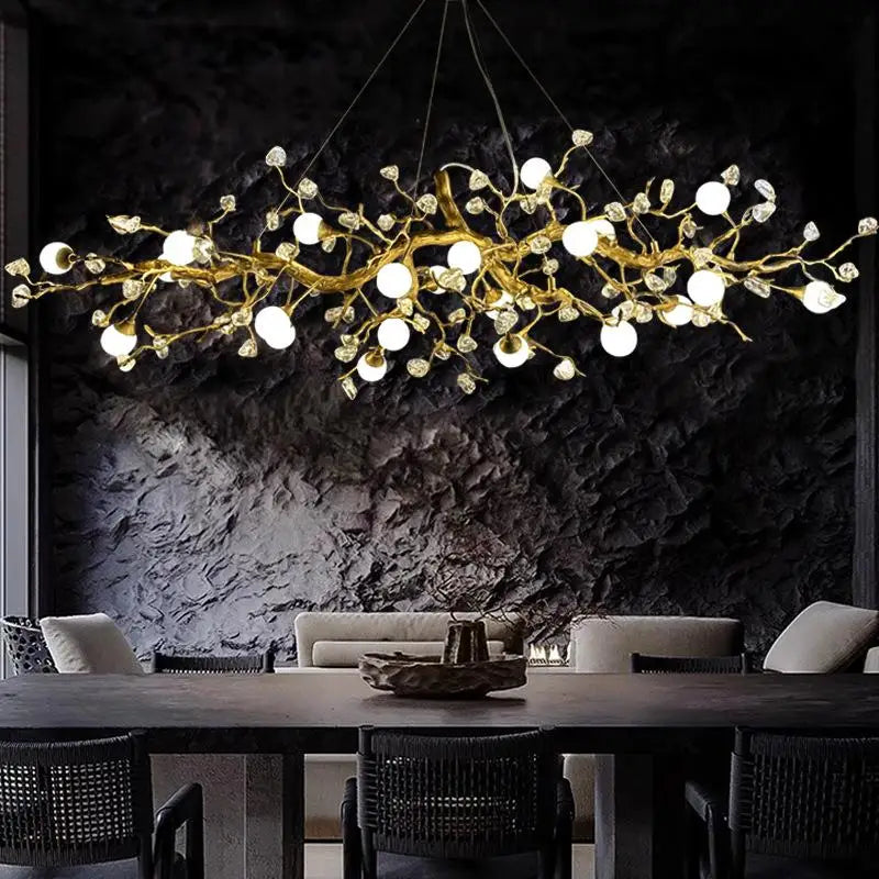 Lustre en cristal de branche Élise Plafonnier de villa de luxe