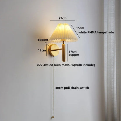 Amélie White Umbrella Copper LED Wall Lamp Japan Style