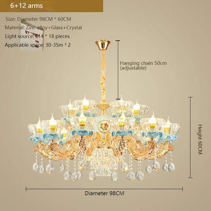 Lustre en cristal français pour salon et salle à manger de villa