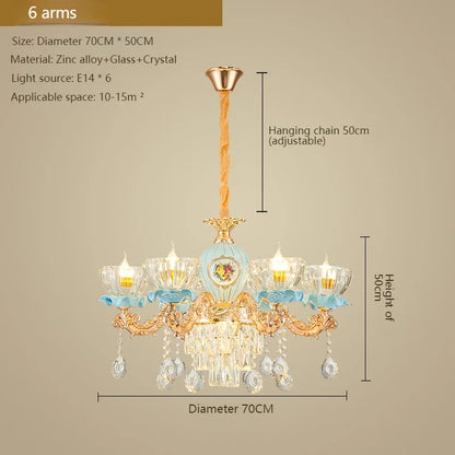 Lustre en cristal français pour salon et salle à manger de villa