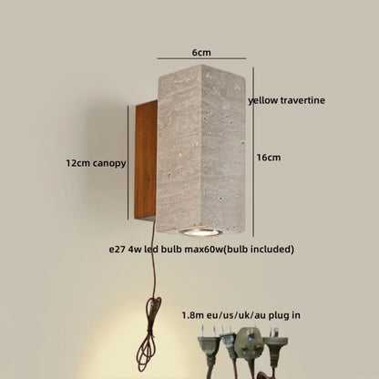 Élise Yellow Travertine LED Wall Lamp Japan Style Luxury