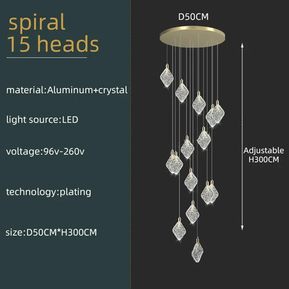 Lustre de plafond LED en cristal de luxe Isabelle