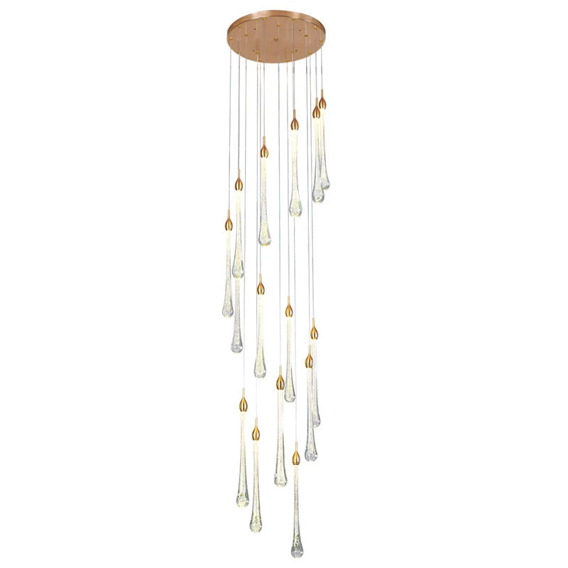 Lustre Geneviève en cristal rotatif et LED pour escalier