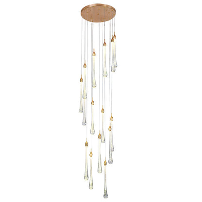 Lustre Geneviève en cristal rotatif et LED pour escalier