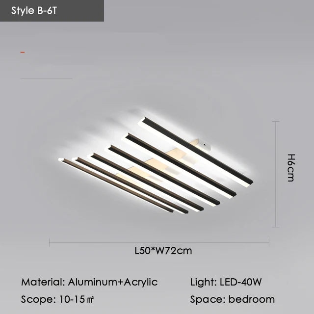Élodie Minimalist Black Line LED Ceiling Chandelier Adjustable