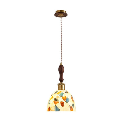 Camille Medieval Glass Walnut Pendant Light Bedroom Chandelier