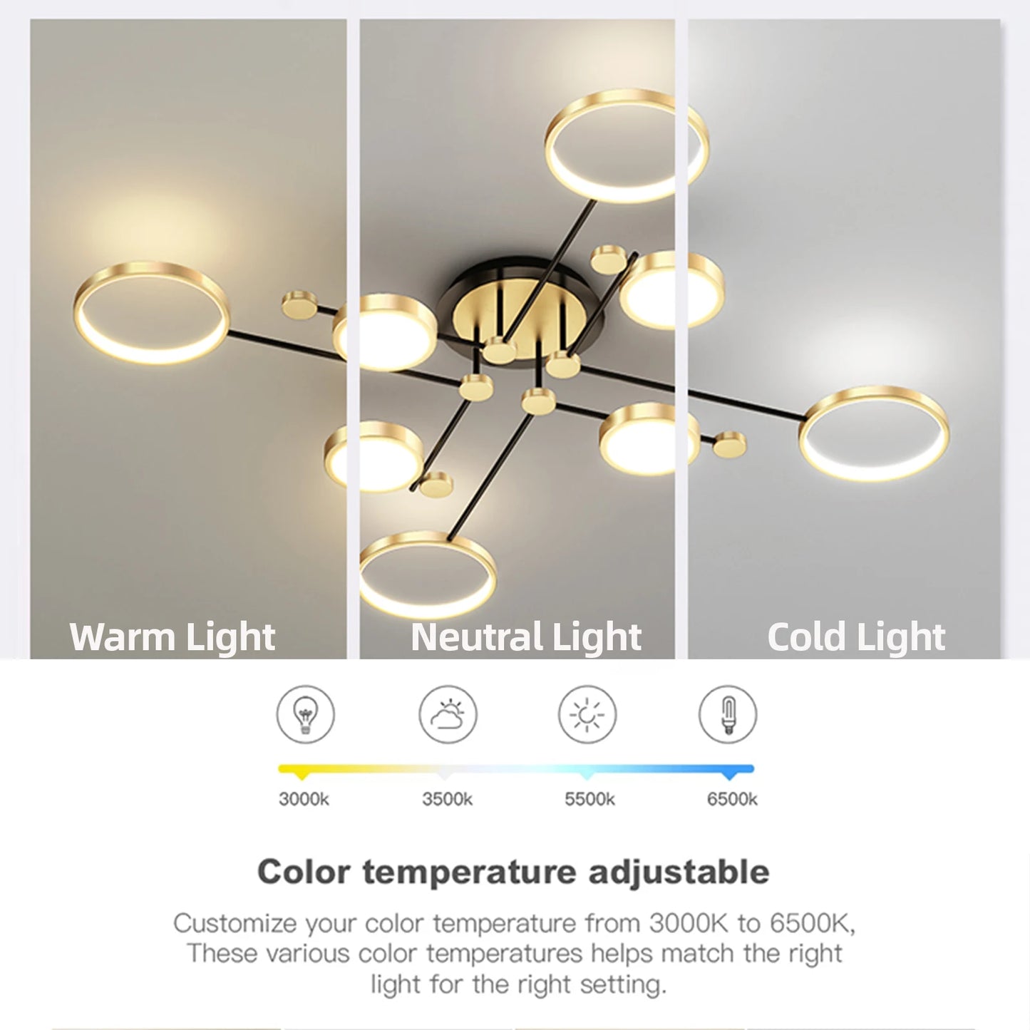 Plafonnier LED Auriane Nordic Gold Black