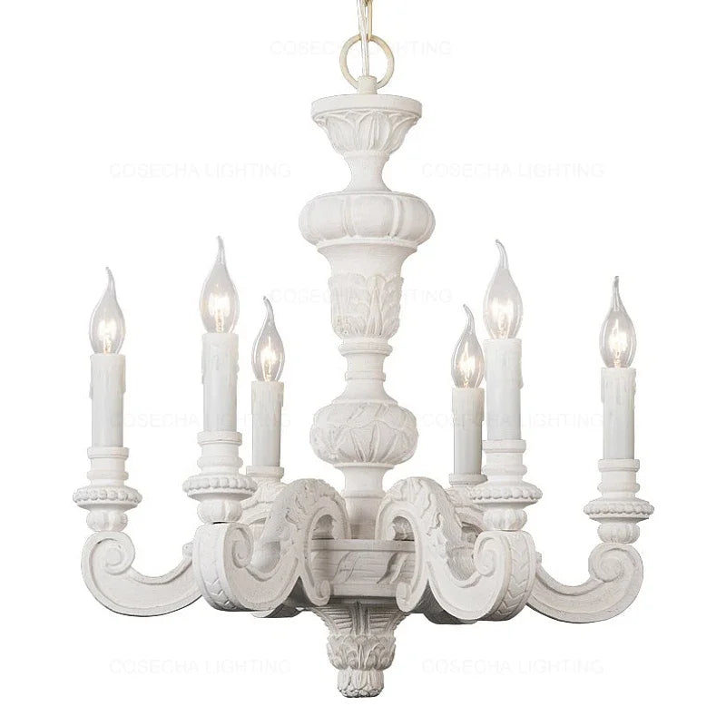 Geneviève Roman Pillar Wooden Chandelier for Classic Interiors