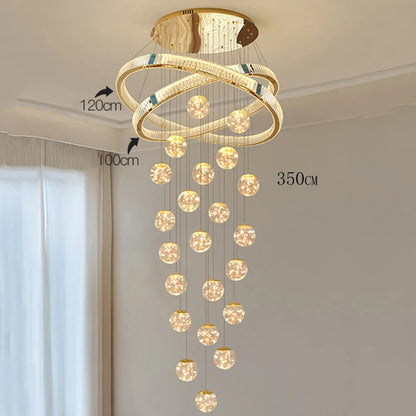 Lustre Suspendu LED Escalier de Cristal Élodie