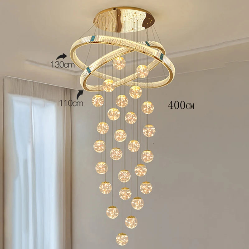 Lustre Suspendu LED Escalier de Cristal Élodie