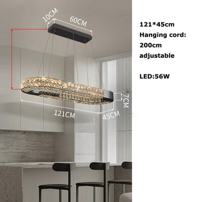 Lustre en cristal scandinave Sophie en acier noir pour plafond