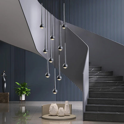 Amélie Modern Water Drop Staircase Crystal Pendant Lamp Luxury Bar Restaurant
