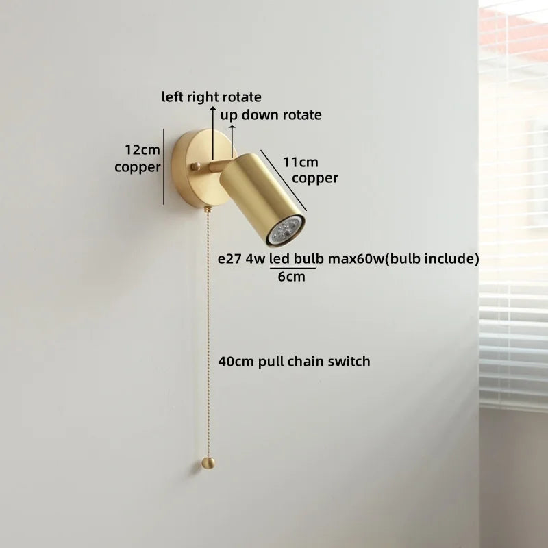 Lampe murale LED Camille Or Cuivre Noyer Style Japonais
