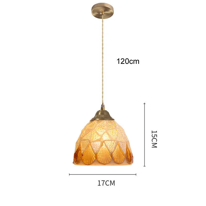 Isabelle Shell Suspension Verre Art Déco Lampe de Chevet