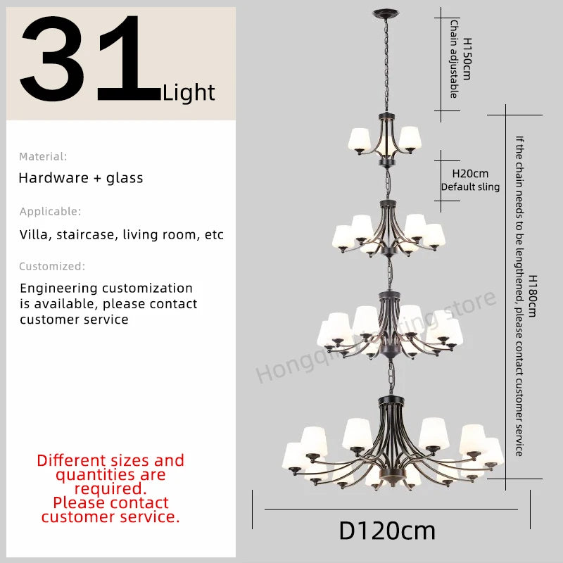 Isabelle Nordic Glass Stair Pendant Chandelier
