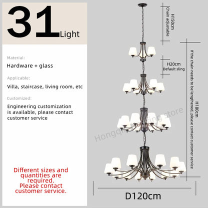 Isabelle Nordic Glass Stair Pendant Chandelier