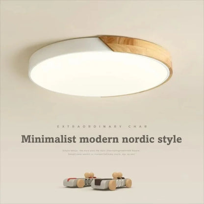 Camille Nordic Macaroon Wooden Circular LED Ceiling Light