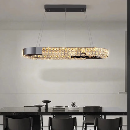 Lustre en cristal scandinave Sophie en acier noir pour plafond