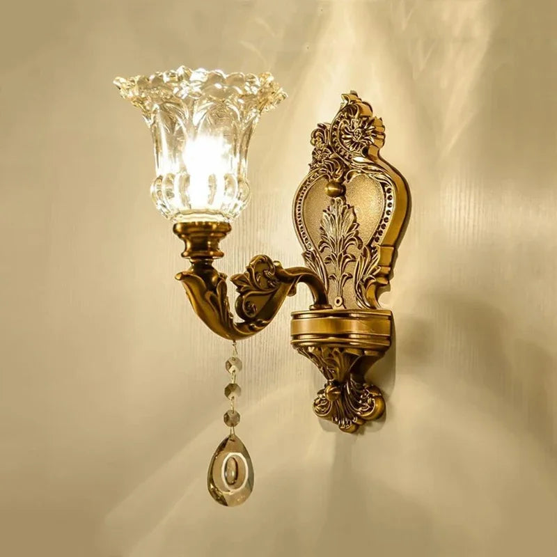 Applique murale Élise en verre de cristal rétro E14 de style européen