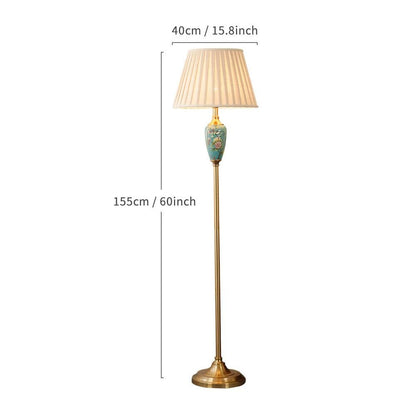 Élise Ceramic Retro LED Floor Lamp Fabric Shade Living Room