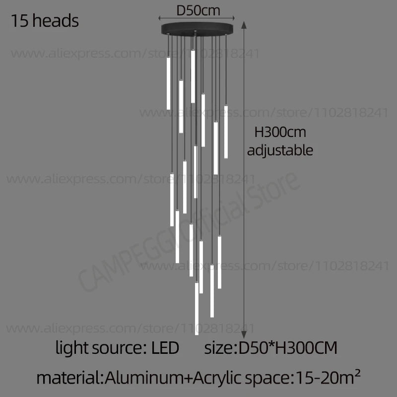 Lustre Colette Minimaliste Nordique LED pour Escalier