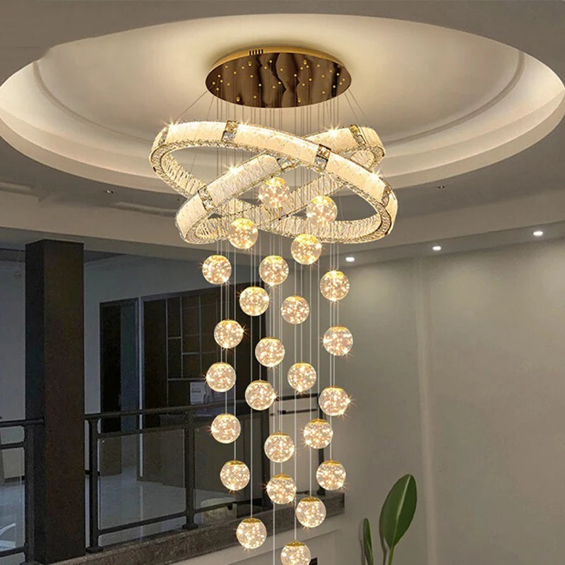 Lustre Suspendu LED Escalier de Cristal Élodie