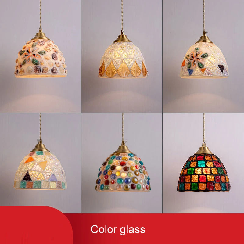 Isabelle Shell Suspension Verre Art Déco Lampe de Chevet
