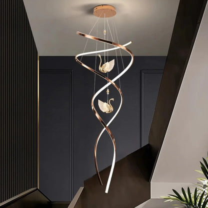 Lustre d'escalier LED Cygnus Spirale Célestine
