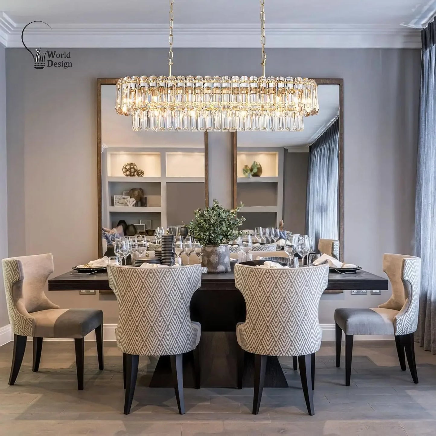 Geneviève Gold Crystal Dining Chandelier