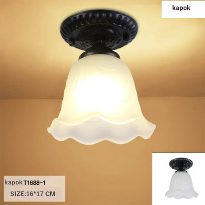 Plafonnier en verre rétro Camille ivoire E27 Lampe de couloir