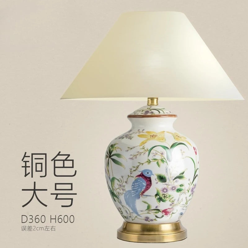Lampadaire LED en céramique « Fleur et oiseau » pour chambre et salon