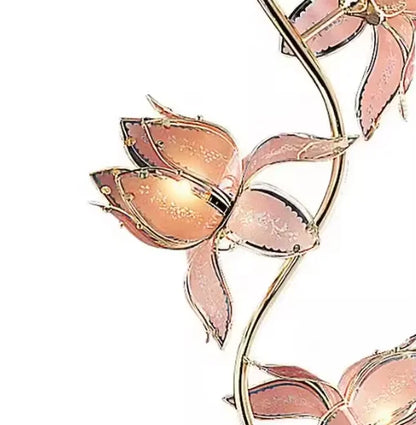 Lampadaire LED Élodie Lotus Moderne E26 Fleur en Verre Rose