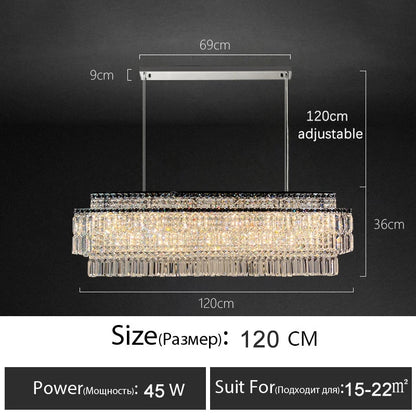 Isabelle Crystal Rectangle Pendant Light Luxury Gold Ceiling Lamp