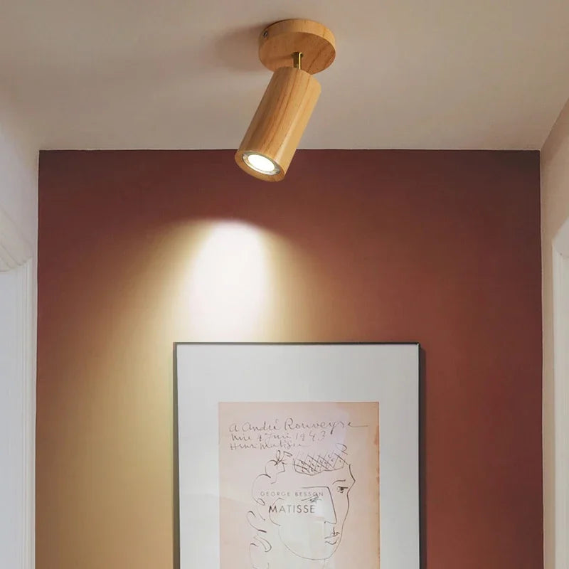Plafonnier Projecteur LED E27 Camille en Bois