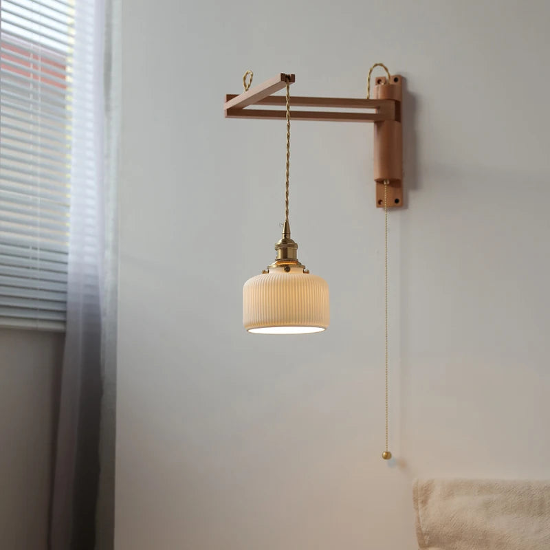 Applique murale Élise en céramique et bois pour chambre et salle de bain