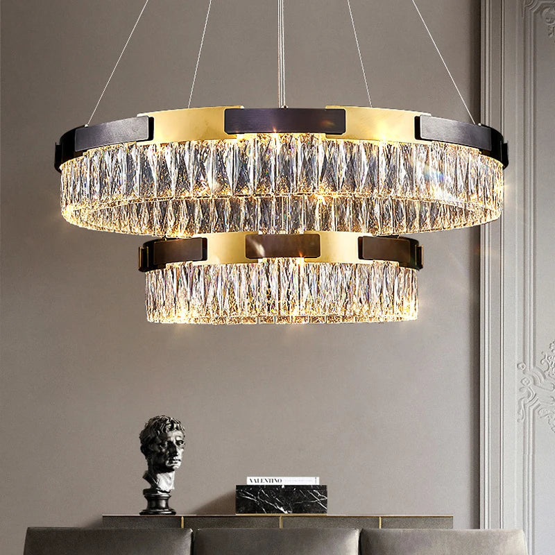 Lustre LED moderne en cristal Camille, lampe suspendue de luxe pour salon, salle à manger et chambre à coucher