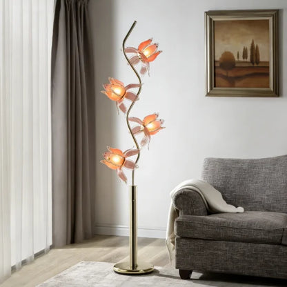 Lampadaire LED Élodie Lotus Moderne E26 Fleur en Verre Rose