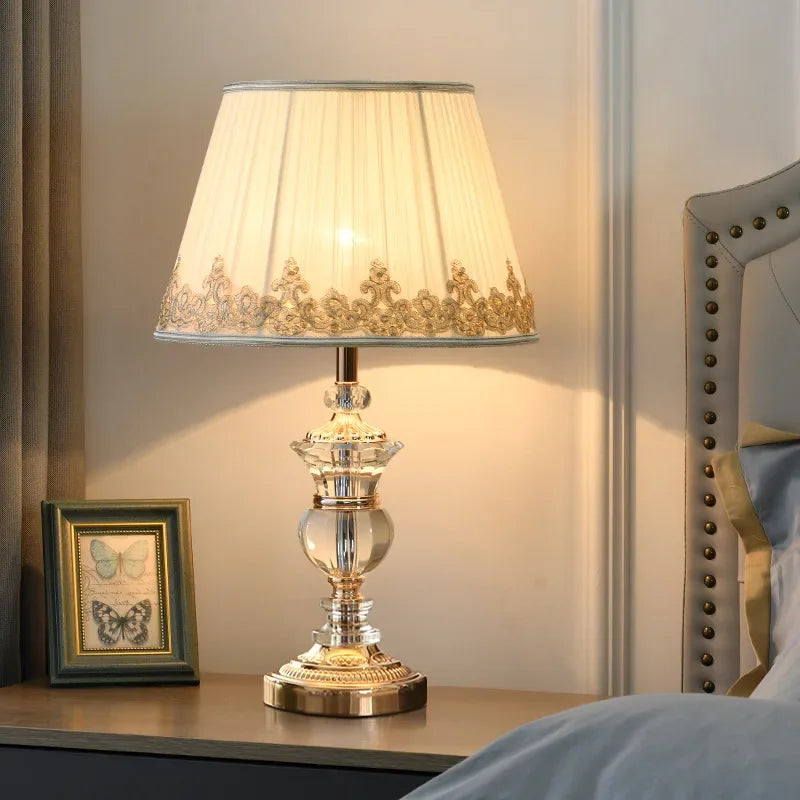 Lampe de table LED en cristal, style rétro, pour chambre à coucher et salon