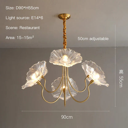Lustre Célestine en verre feuille de lotus